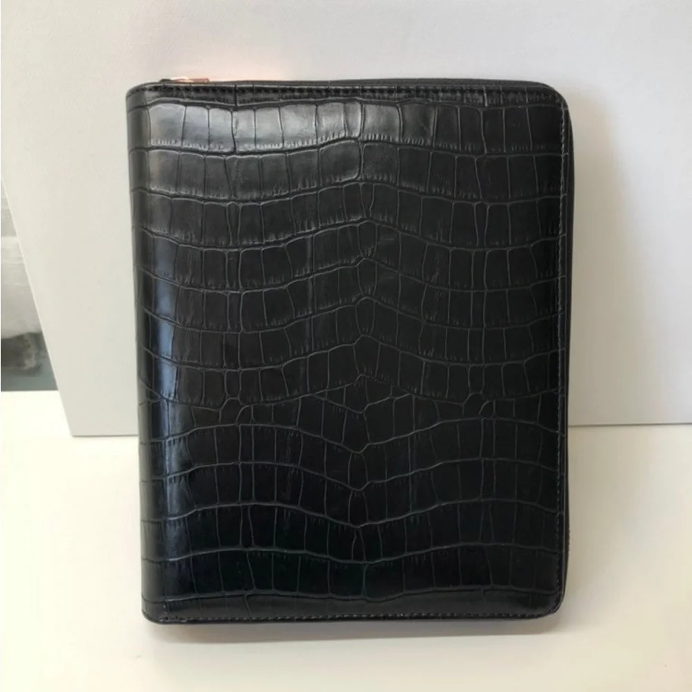 Kikki.K B6 Black Croco Embossed Zippered Planner